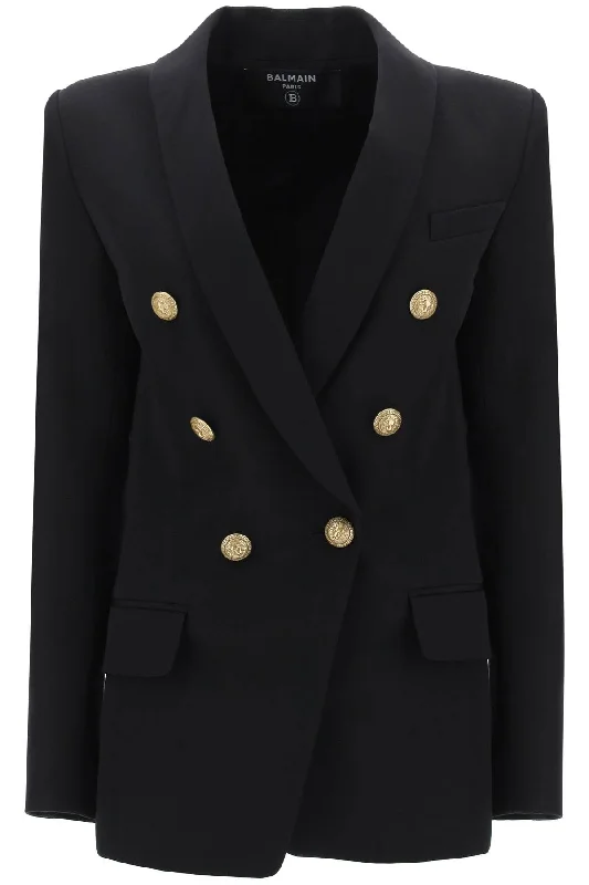 Double-breasted Jacket With Shaped Cut  - Black