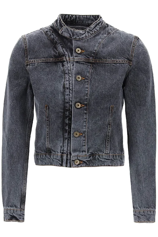 Hook-and-eye Denim Jacket  - Black