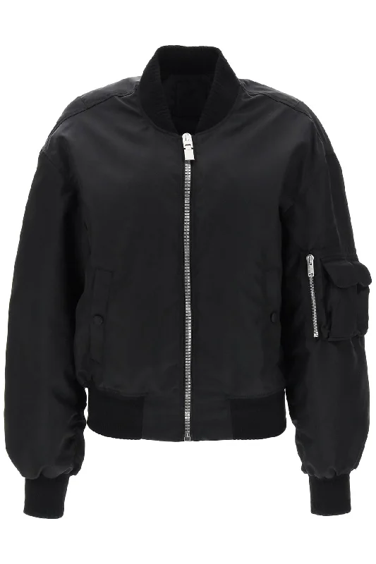 Bomber Jacket With Logo Print And 4g Zipper  - Black