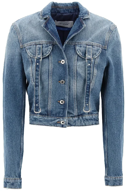 Denim Jacket With Harness Details  - Blue