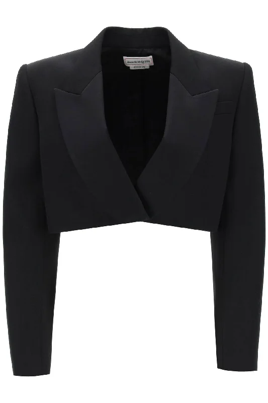 Cropped Tuxedo Jacket  - Nero