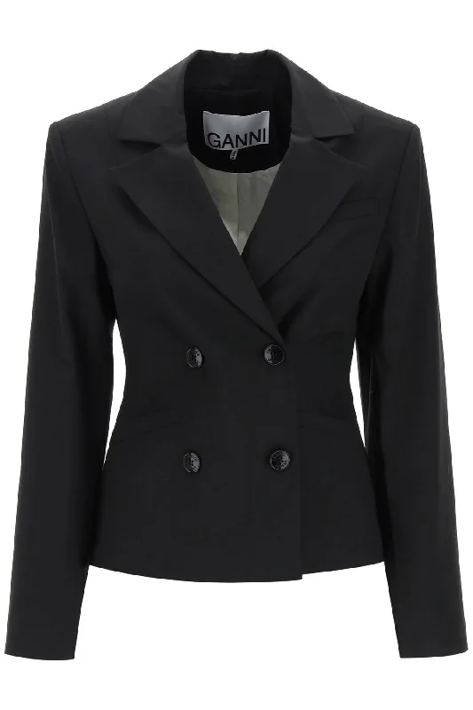 Shaped Double-breasted Jacket  - Black