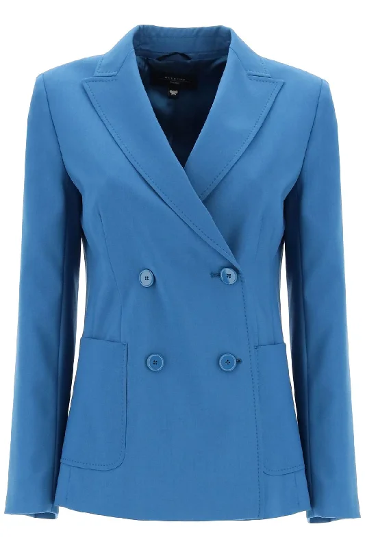 'nervoso' Double-breasted Jacket In Light Wool  - Light Blue