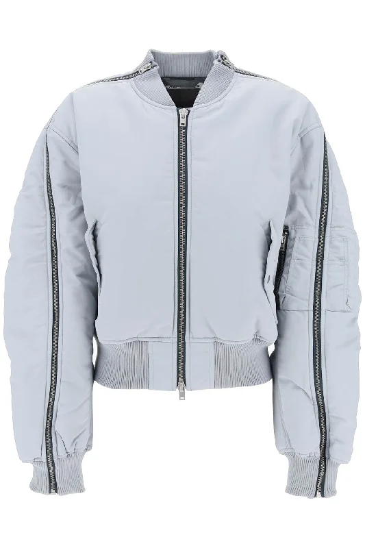 Bomber Jacket With Zipper  - Light Blue