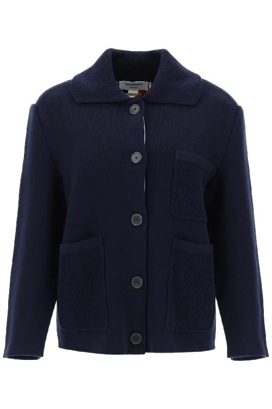 Cotton-cashmere Knit Jacket  - Blue