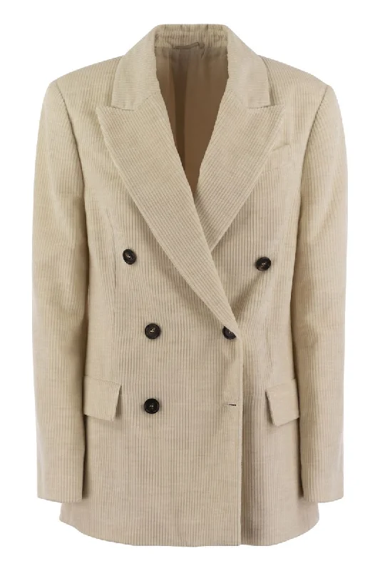 Viscose and cotton corduroy jacket with necklace