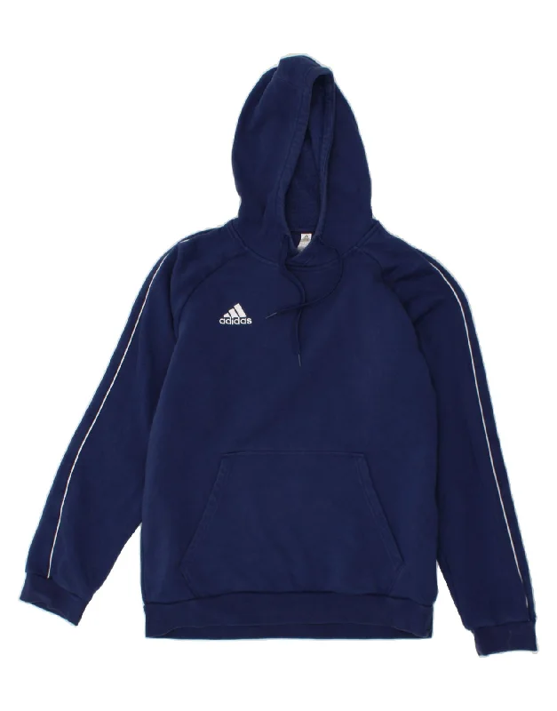 ADIDAS Mens Hoodie Jumper Large Navy Blue Cotton