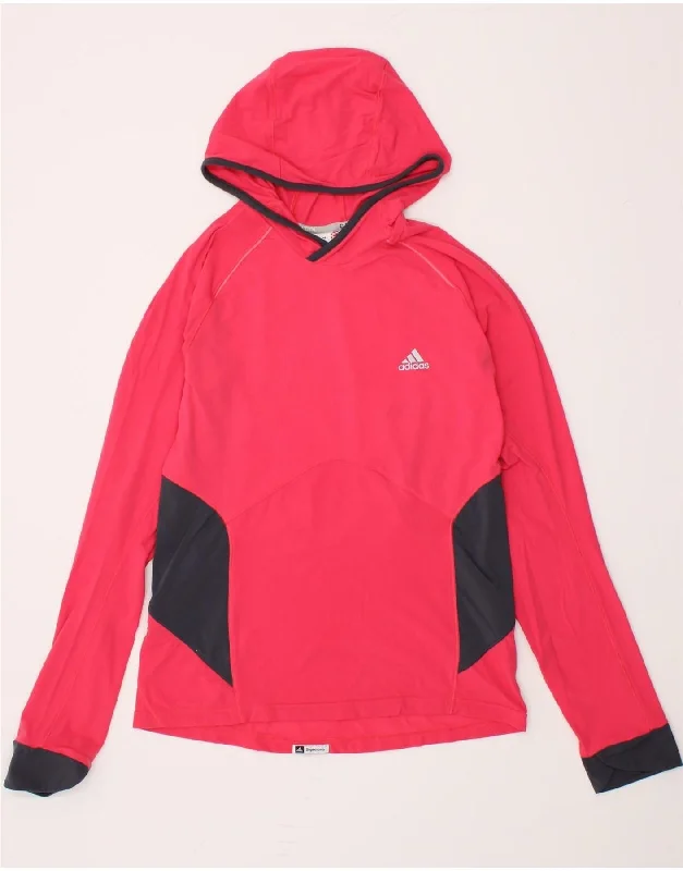 ADIDAS Womens Climacool Hoodie Jumper UK 12 Medium  Pink Colourblock