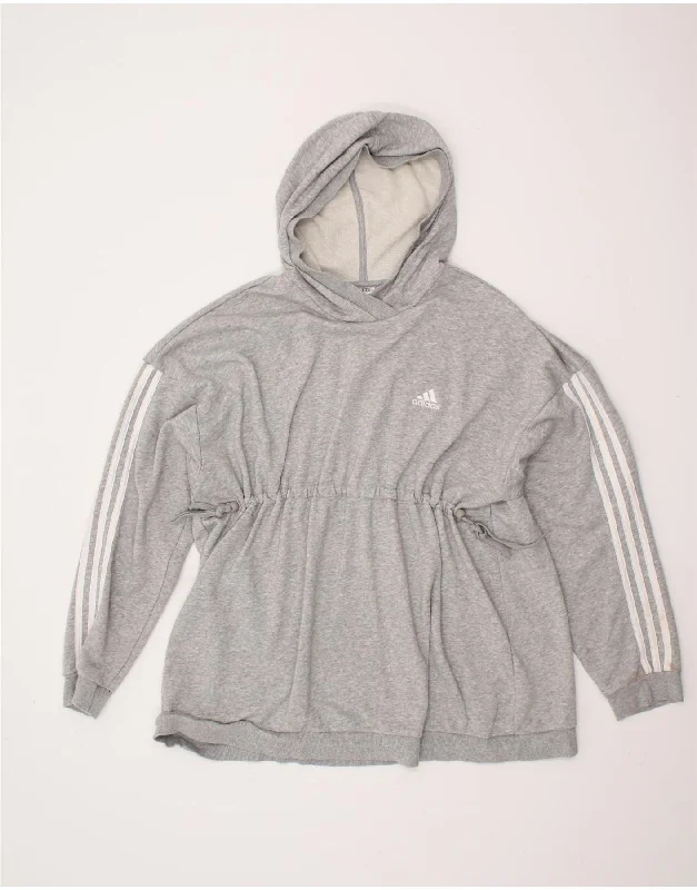 ADIDAS Womens Oversized Hoodie Jumper UK 20/22 XL Grey Cotton