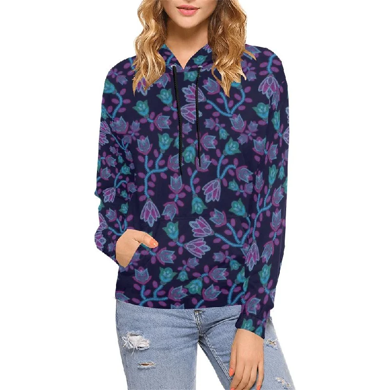 Beaded Blue Nouveau Hoodie for Women (USA Size)