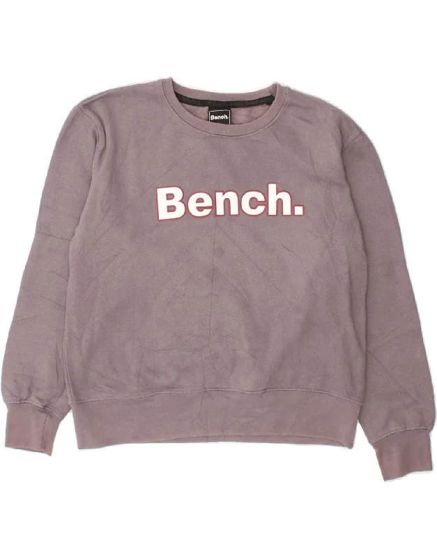 BENCH Womens Graphic Sweatshirt Jumper UK 16 Large Grey