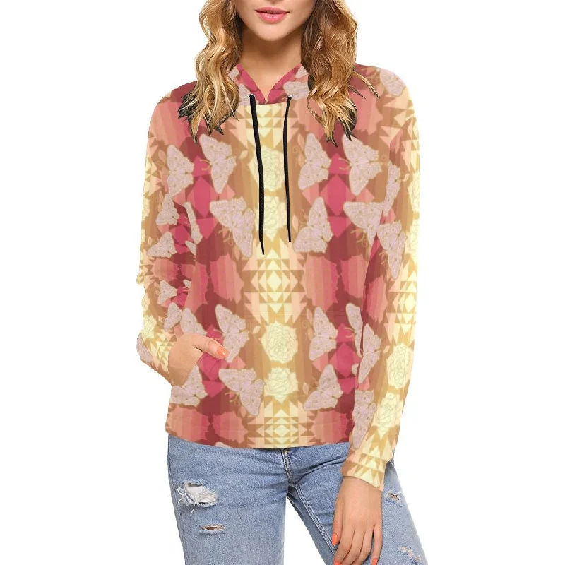 Butterfly and Roses on Geometric Hoodie for Women (USA Size)