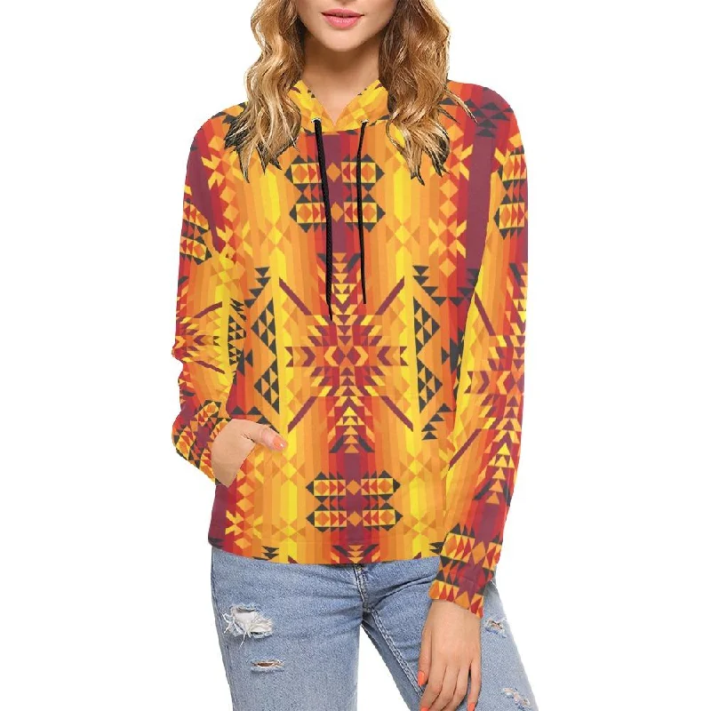 Desert Geo Yellow Red Hoodie for Women (USA Size)