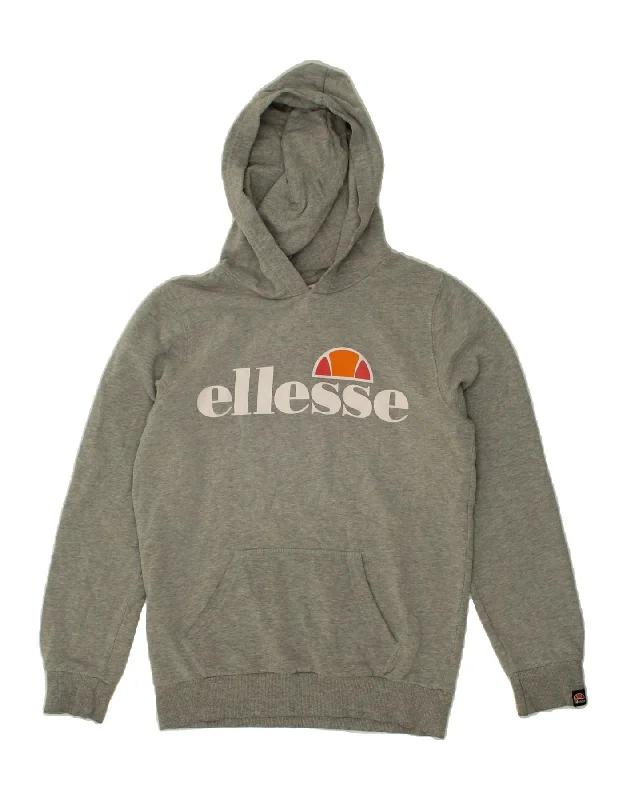 ELLESSE Boys Graphic Hoodie Jumper 12-13 Years Grey Cotton