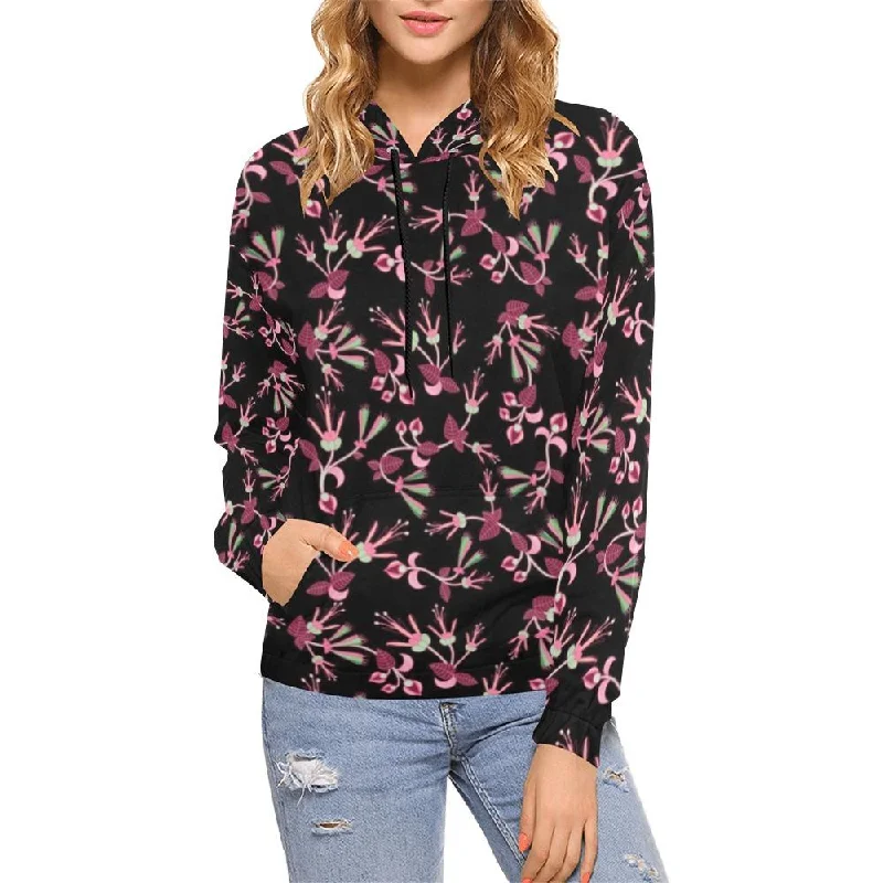 Floral Green Black Hoodie for Women (USA Size)