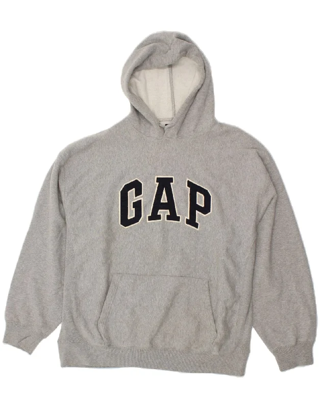 GAP Mens Graphic Hoodie Jumper Large Grey Cotton