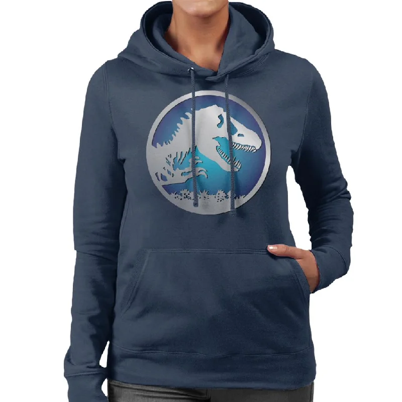 Jurassic Park Blue Logo Women's Hooded Sweatshirt