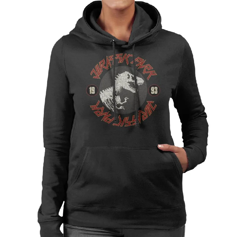 Jurassic Park Classic Logo Rock Inspired Text Women's Hooded Sweatshirt