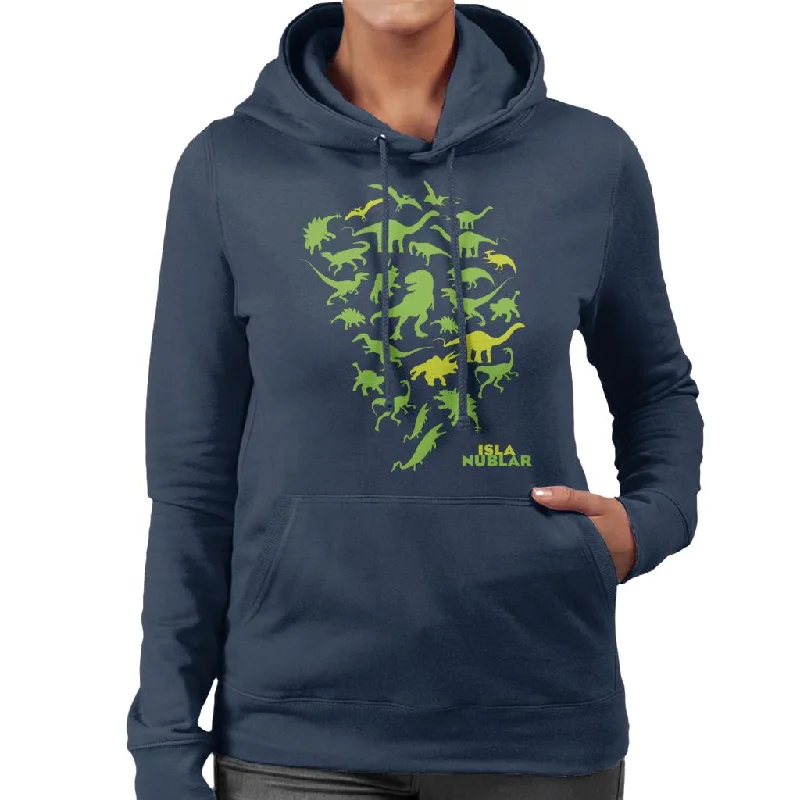 Jurassic Park Isla Nublar Green Dinosaur Silhouettes Women's Hooded Sweatshirt