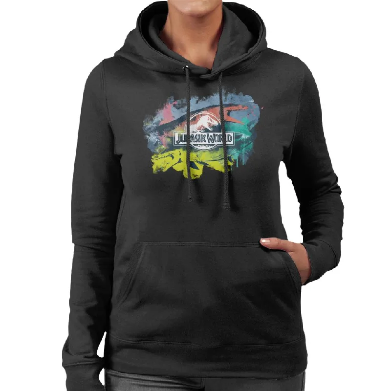 Jurassic Park Mosasaurus Brush Stroke Montage Women's Hooded Sweatshirt