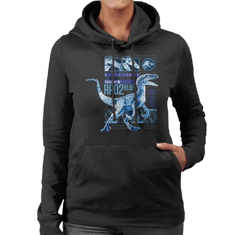 Jurassic Park Raptor Rp02 Blue Women's Hooded Sweatshirt