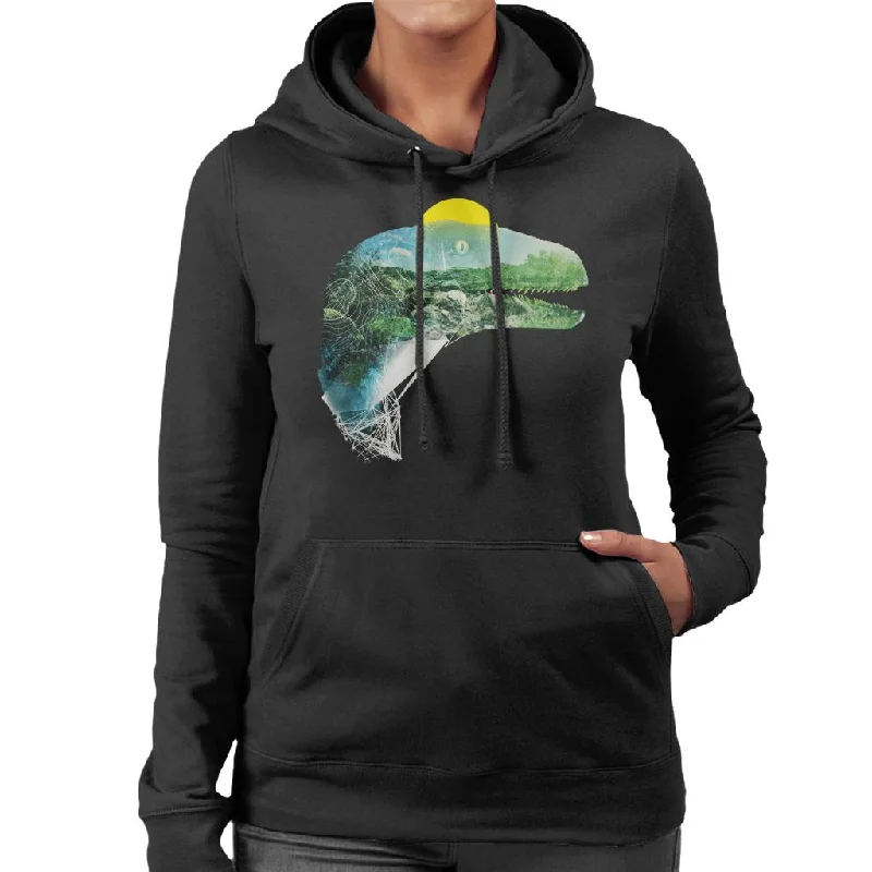 Jurassic Park Velociraptor Jungle Silhouette Women's Hooded Sweatshirt