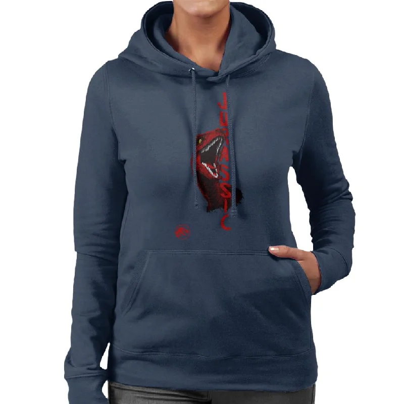 Jurassic Park Velociraptor Red Women's Hooded Sweatshirt