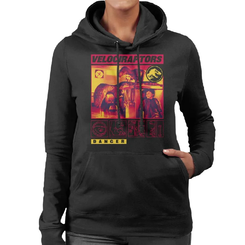 Jurassic Park Velociraptor Tap Tap Danger Women's Hooded Sweatshirt