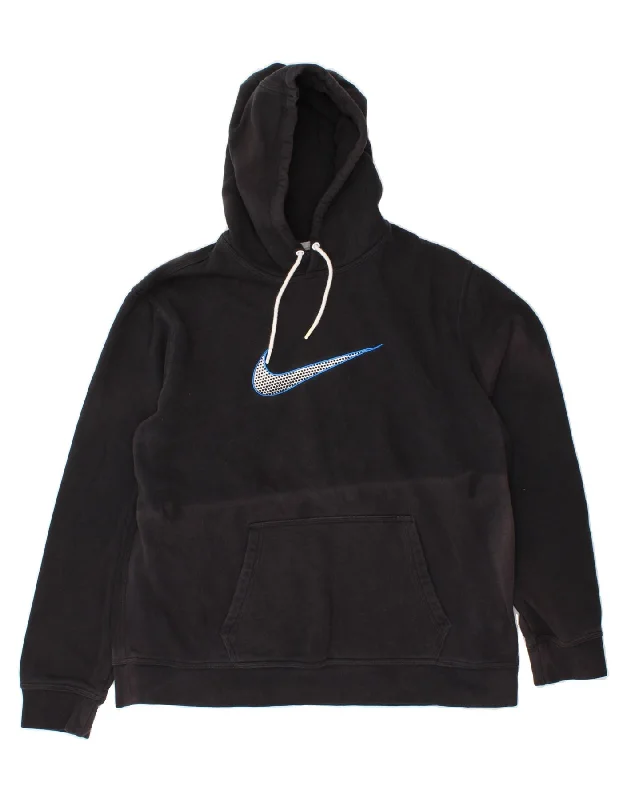 NIKE Mens Graphic Hoodie Jumper 2XL Black Cotton