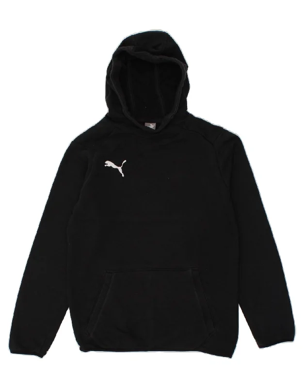 PUMA Boys Hoodie Jumper 13-14 Years Black Cotton