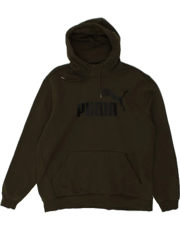 PUMA Mens Graphic Hoodie Jumper 2XL Khaki Cotton