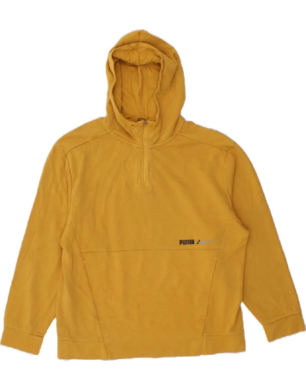 PUMA Womens Zip Neck Hoodie Jumper UK 16 Large Yellow