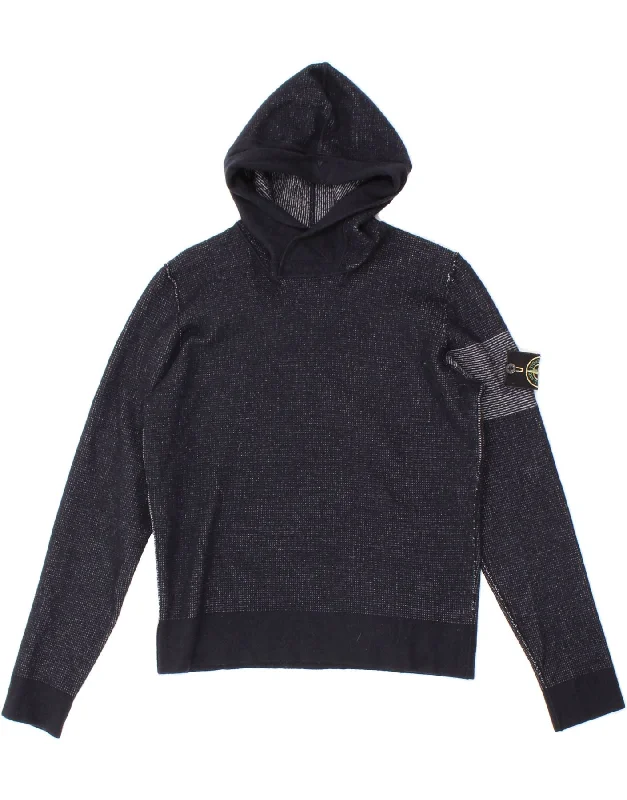 STONE ISLAND Mens Graphic Reversible Hoodie Jumper Small Navy Blue