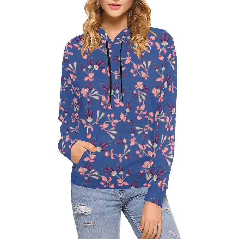 Swift Floral Peach Blue Hoodie for Women (USA Size)