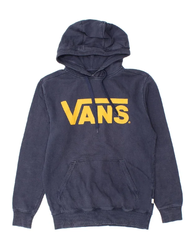 VANS Mens Graphic Hoodie Jumper Small Navy Blue Cotton