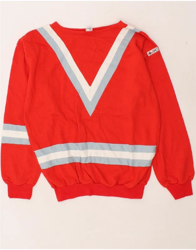 VINTAGE Womens Sweatshirt Jumper IT 52 2XL Red Striped Cotton