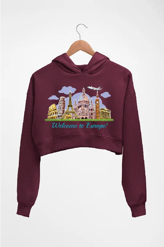 Welcome to Europe Crop HOODIE FOR WOMEN