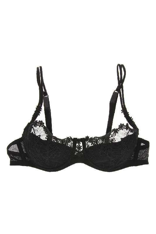 COTTON CLUB LACE Black Balconette Bra