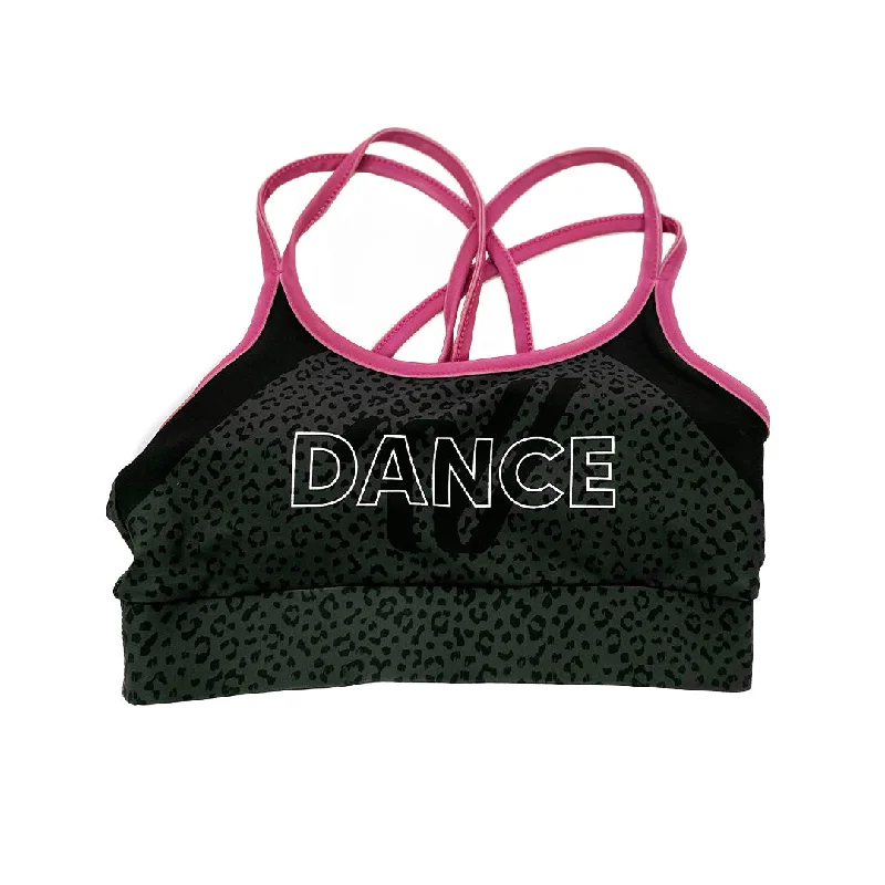 Dance Strappy Black Cheetah Print Sports Bra