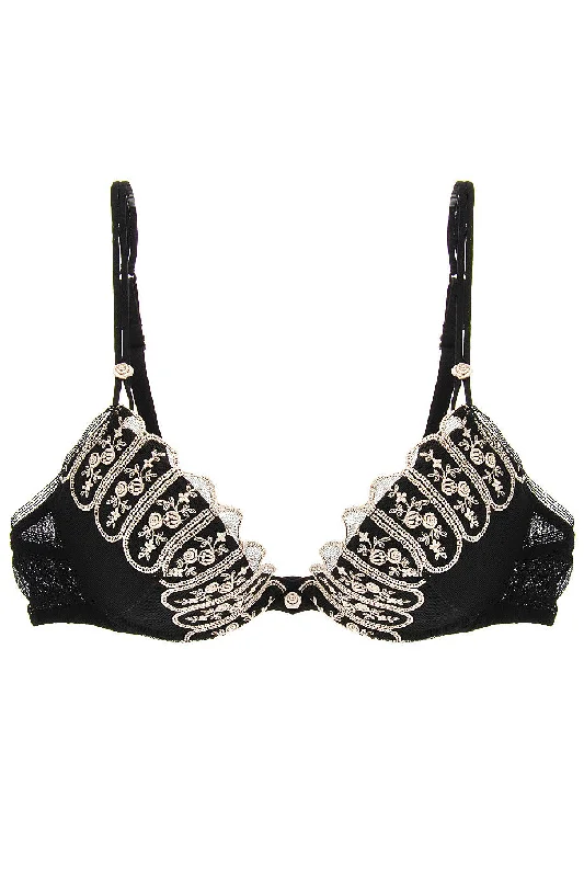 ROSE Embroidered Black Bra