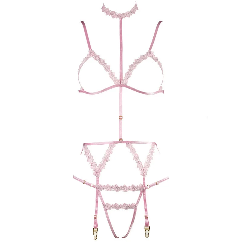 Sofyee Pink Bondage Girl Honeymoon Lingerie - Open Bra