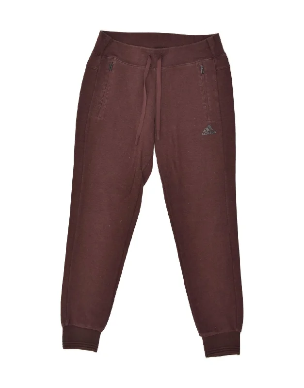 ADIDAS Womens Tracksuit Trousers Joggers UK 8-10 Small Brown Cotton