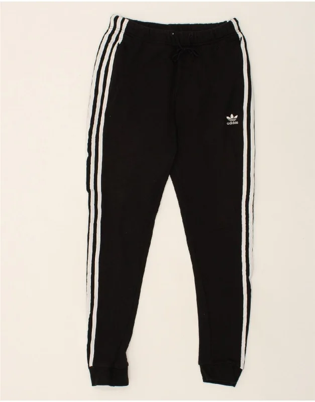 ADIDAS Womens Tracksuit Trousers Joggers UK 8 Small Black Cotton