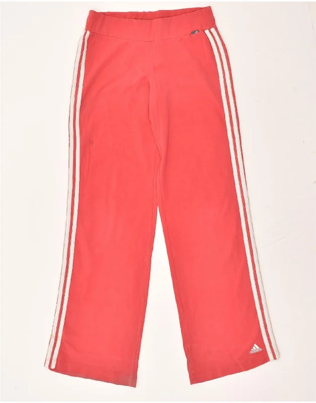 ADIDAS Womens Tracksuit Trousers UK 12 Medium Pink Cotton