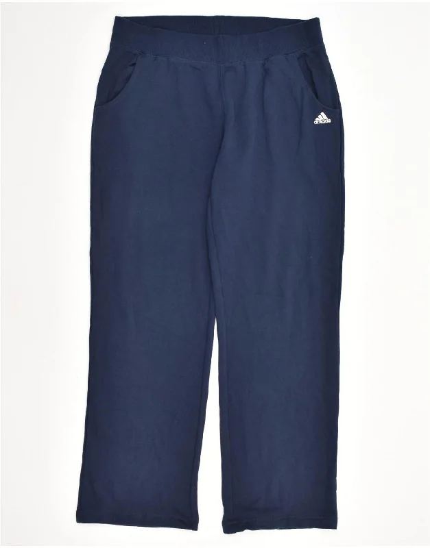 ADIDAS Womens Tracksuit Trousers UK 18 XL Navy Blue Cotton