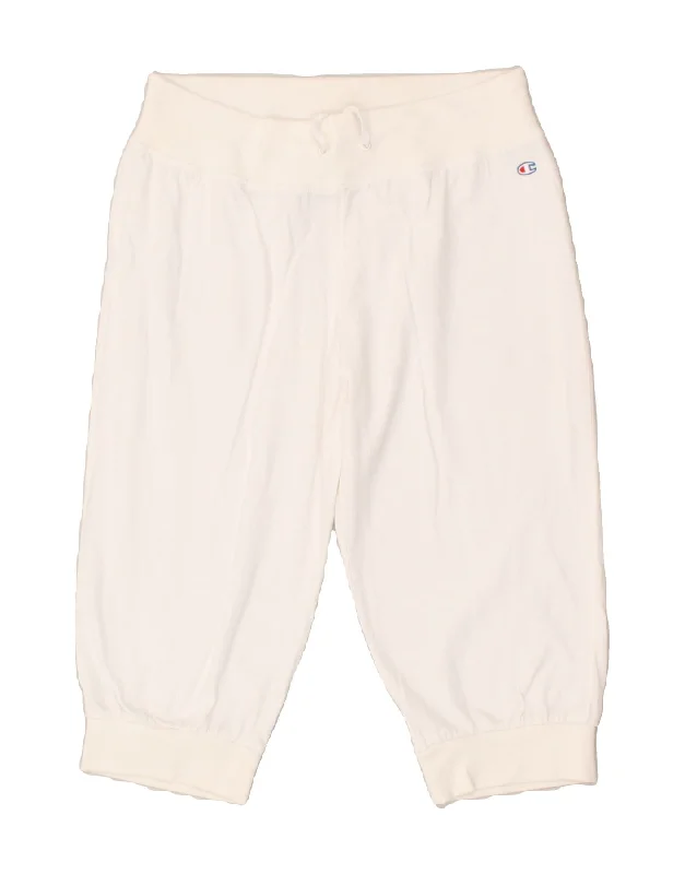 CHAMPION Womens Capri Tracksuit Trousers Joggers UK 14 Medium White Cotton