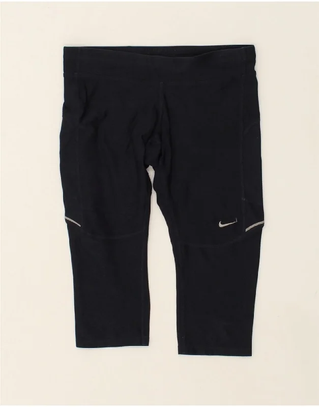 NIKE Womens Dri Fit Capri Tracksuit Trousers UK 10 Small Navy Blue