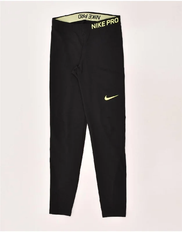 NIKE Womens Dri Fit Tracksuit Trousers UK 14 Medium Black Polyester