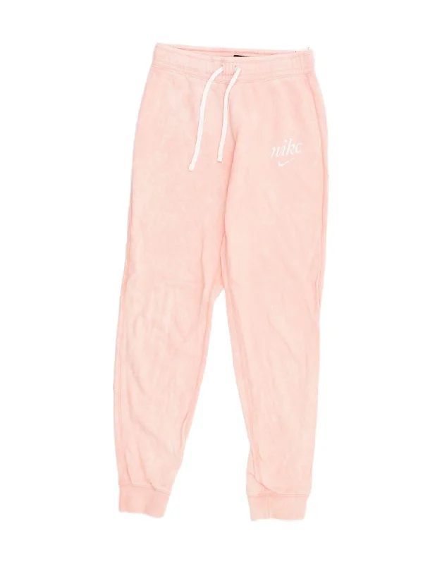 NIKE Womens Tracksuit Trousers Joggers UK 10 Small Pink Cotton