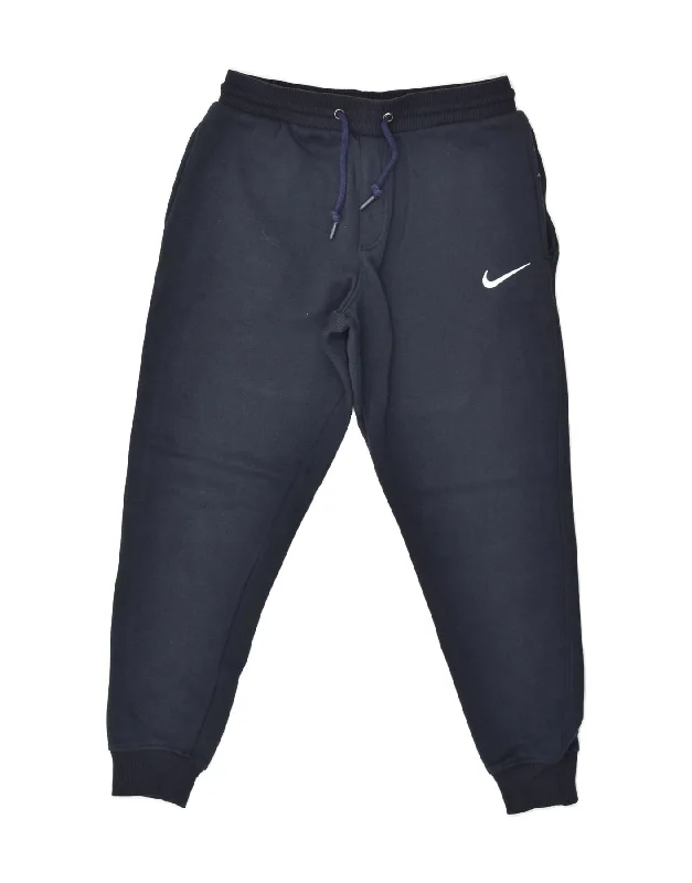 NIKE Womens Tracksuit Trousers Joggers UK 8 Small Navy Blue Cotton